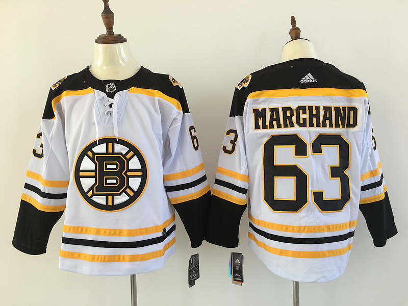 Men's Boston Bruins Brad Marchand #63 White Jersey